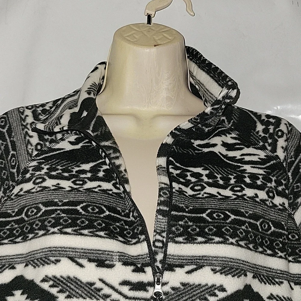 EDDIE BAUER Fleece Pullover‎ Aztec Print Quarter Zip Cozy Comfy  Black Gray XXL
